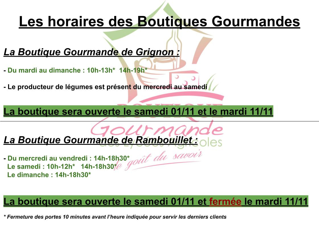 Horaires été